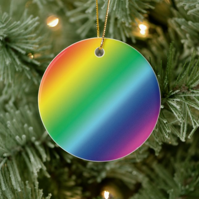 Rainbow gradient colours pattern diversity pride ceramic tree decoration (Tree)
