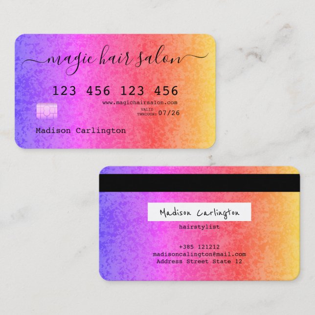 Rainbow gradient credit card style  (Front/Back)