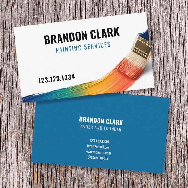 Rainbow Gradient Curved Brush Sweep Painting Business Card (Creator Uploaded)