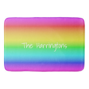 Rainbow Gradient custom name bath mats