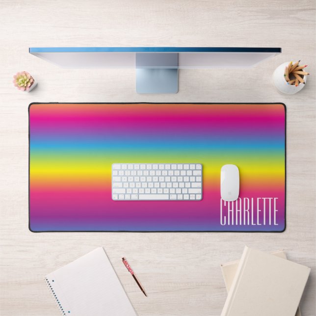 Rainbow Gradient Custom Name Desk Mat (Office 1)