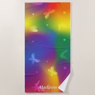 Rainbow Gradient Custom Name | Modern Style Beach Towel