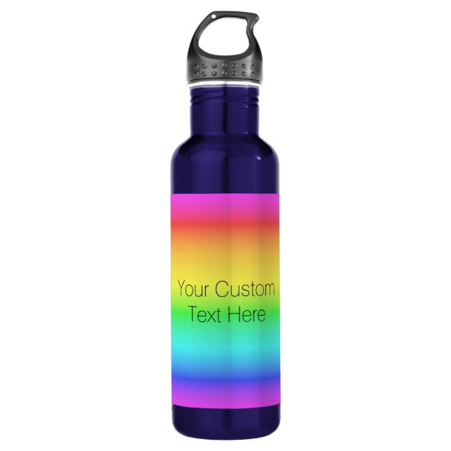Rainbow Gradient custom text water bottles (Front)