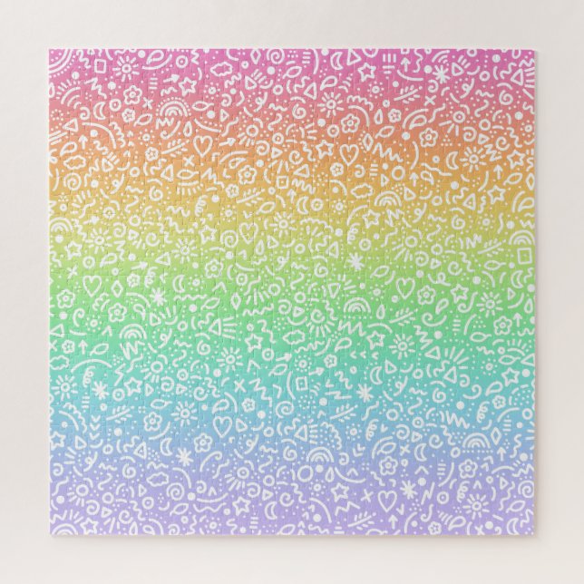 Rainbow Gradient Doodles Jigsaw Puzzle (Vertical)