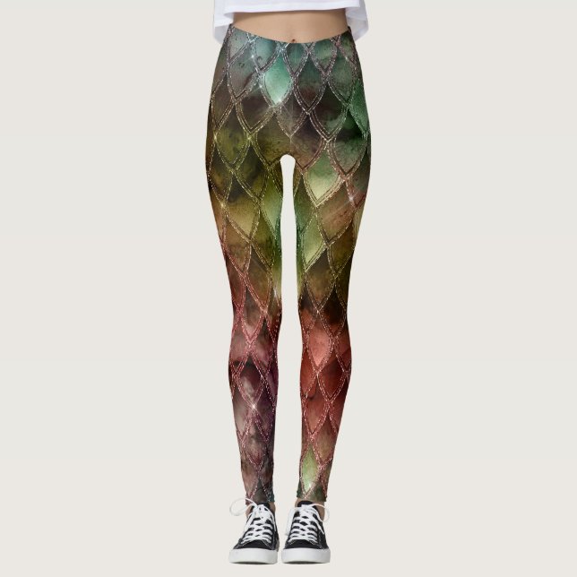 Rainbow Gradient Dragon Scales Leggings (Front)