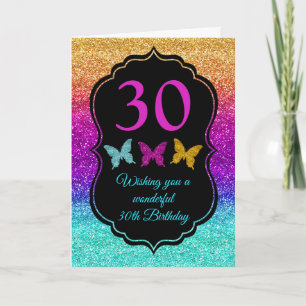 Rainbow Gradient Faux Glitter Birthday Card