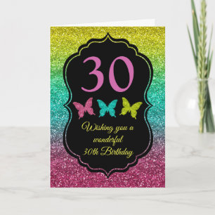 Rainbow Gradient Faux Glitter Birthday Card