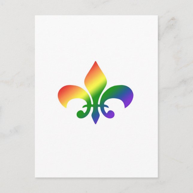 Rainbow Gradient Fleur de Lis Postcard (Front)