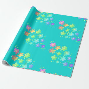 Rainbow Gradient Flowers Wrapping Paper