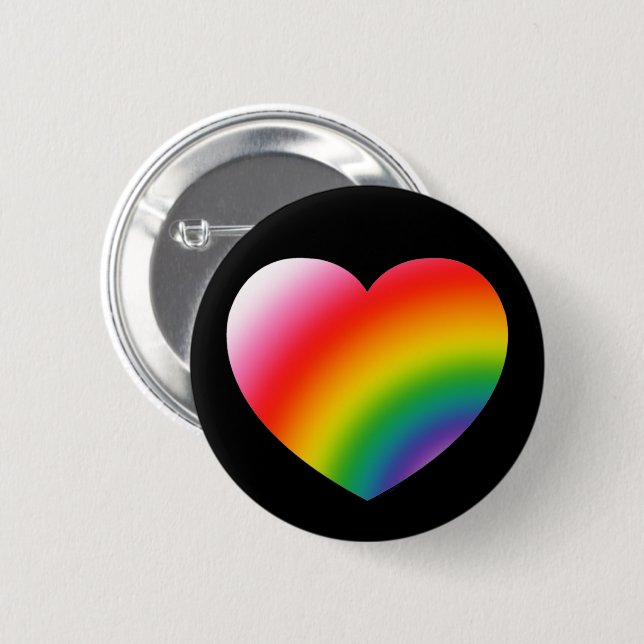 Rainbow Gradient Heart 6 Cm Round Badge (Front & Back)