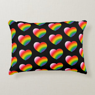 Rainbow Gradient Hearts Pattern Decorative Cushion