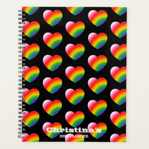 Rainbow Gradient Hearts Pattern Planner