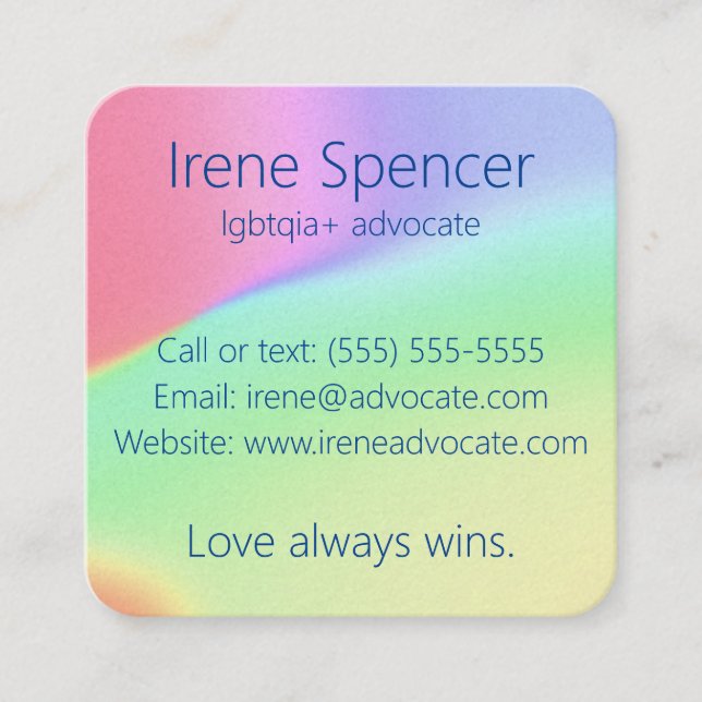 Rainbow Gradient LGBTQIA+ Square Business Card (Front)