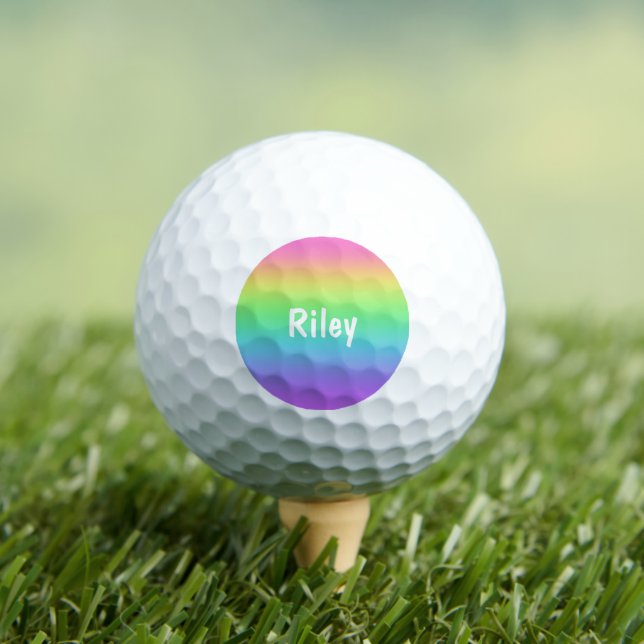 Rainbow Gradient Personalised Golf Balls (Insitu Tee)
