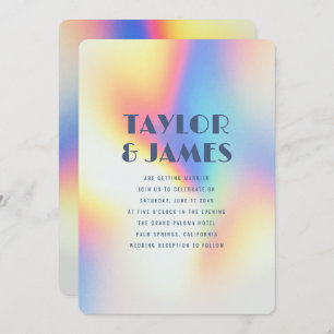 Rainbow Gradient QR Code Bold Modern Wedding Invitation
