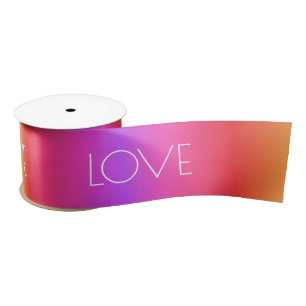 Rainbow Gradient Ribbon Love Custom Text Satin Ribbon