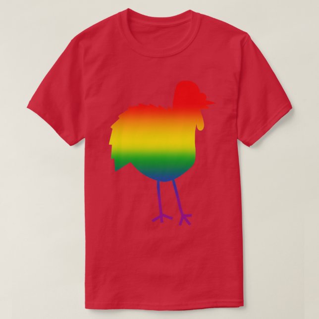 Rainbow Gradient Silhouette Thanksgiving Turkey T-Shirt (Design Front)