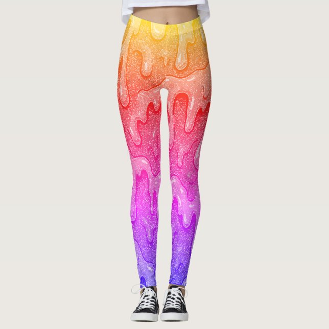 Rainbow Gradient Slime Drip Leggings (Front)