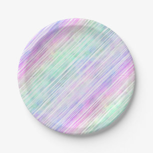 rainbow gradient striped brushstrokes :  paper plate