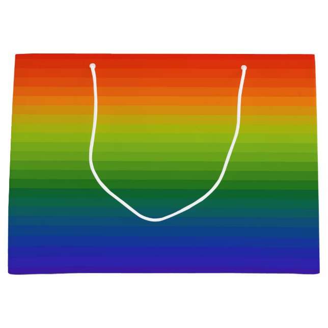 Rainbow Gradient Striped Large Gift Bag (Front)