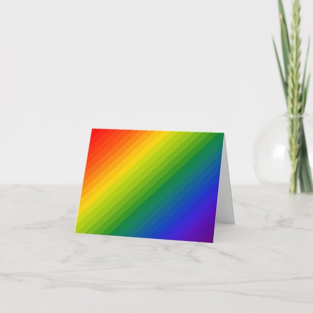 Rainbow Gradient Striped Thank You Card (Front)