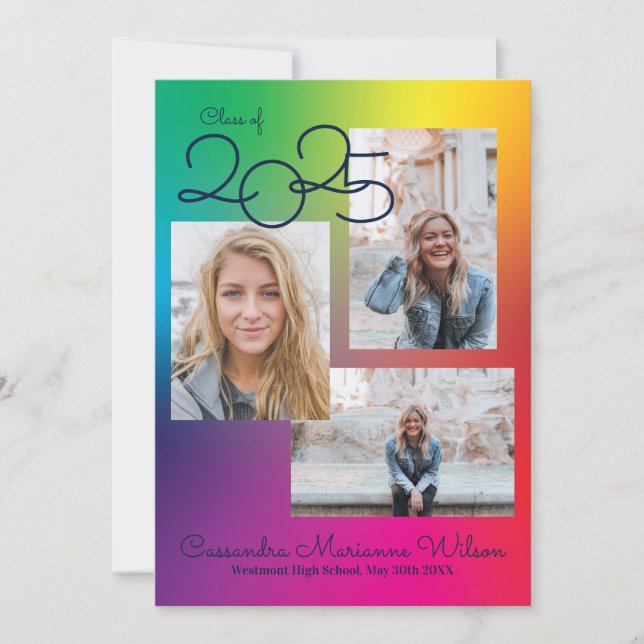 Rainbow Graduation Photo Announcement (Front)