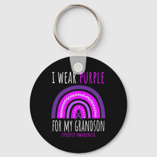 Rainbow Grandma Grandpa Purple Grandson Epilepsy A Key Ring