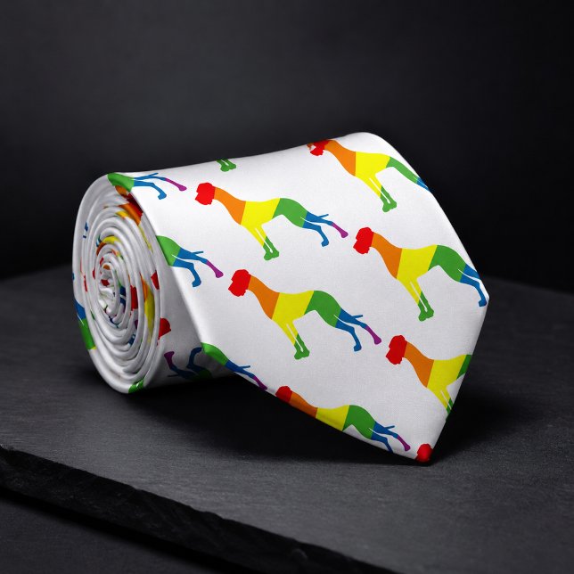 Rainbow Great Dane Pattern Neck Tie (Creator Uploaded)