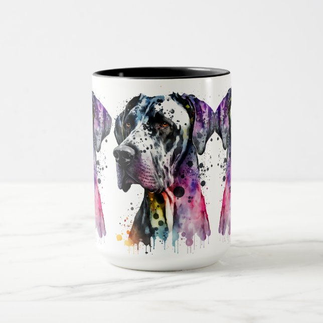 Rainbow Great Dane Watercolor Mug (Center)
