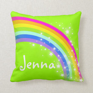 rainbow green girls name Jenna cushion pillow