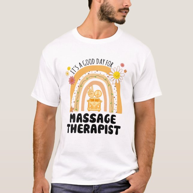 Rainbow Groovy Peace Massage Therapist Vintage T-Shirt (Front)