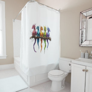 Rainbow Group of Baby Dragons Shower Curtain