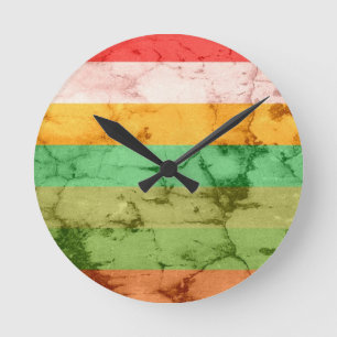 Rainbow Grunge Stripes Background Round Clock