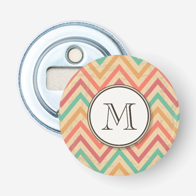 Rainbow Grunge Zigzag Chevron Stripes Bottle Opener (Front)