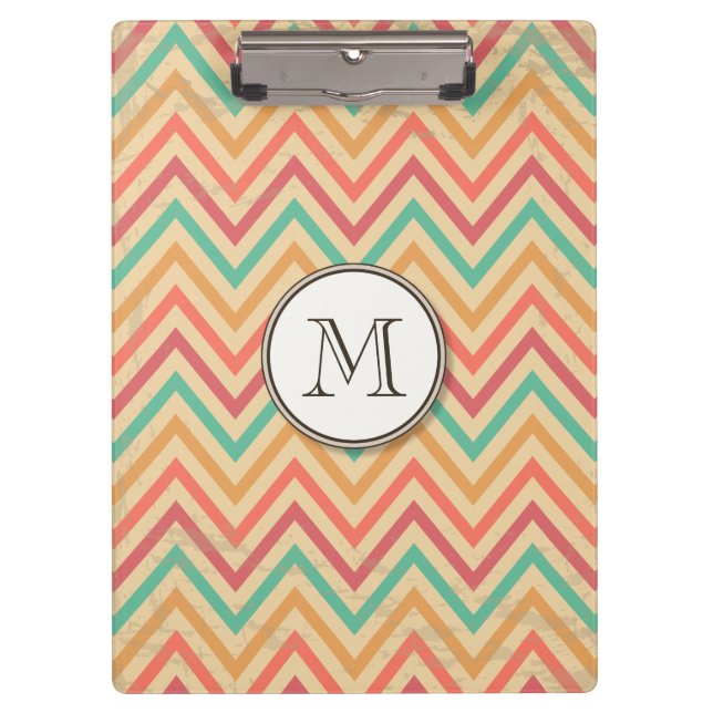 Rainbow Grunge Zigzag Chevron Stripes Clipboard (Front)