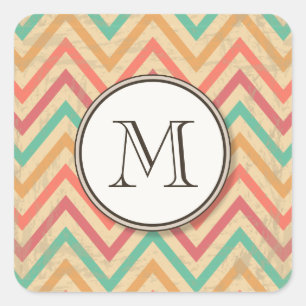 Rainbow Grunge Zigzag Chevrons Square Sticker