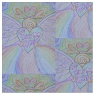 Rainbow Guardian Angel Art Fabric Material