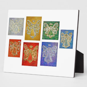 Rainbow Guardian Angels Painting Art Plaque