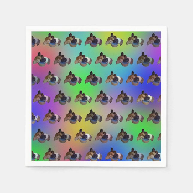 Rainbow Guinea Pigs Pattern, Birthday Napkins (Front)