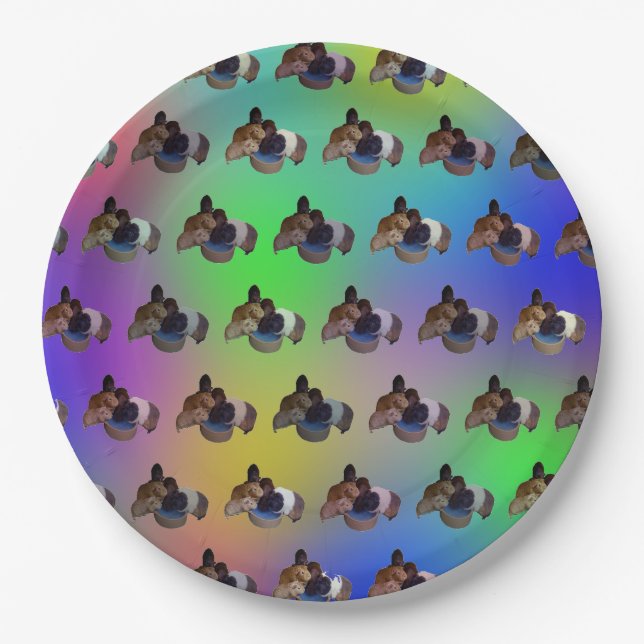 Rainbow Guinea Pigs Pattern, Birthday Plates (Front)