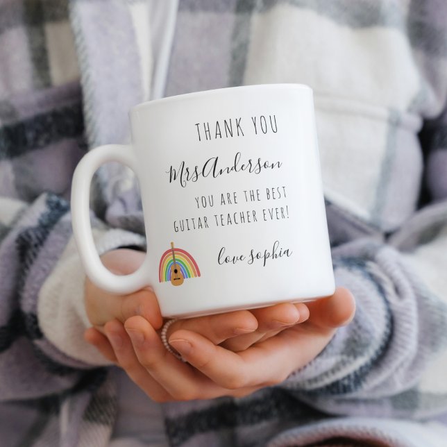 Rainbow Guitar Music Teacher Appreciation Gift Coffee Mug (Creator Uploaded)