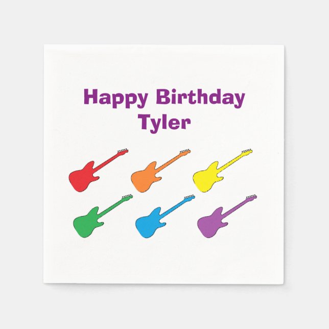 Rainbow Guitar Paper Napkins (Front)