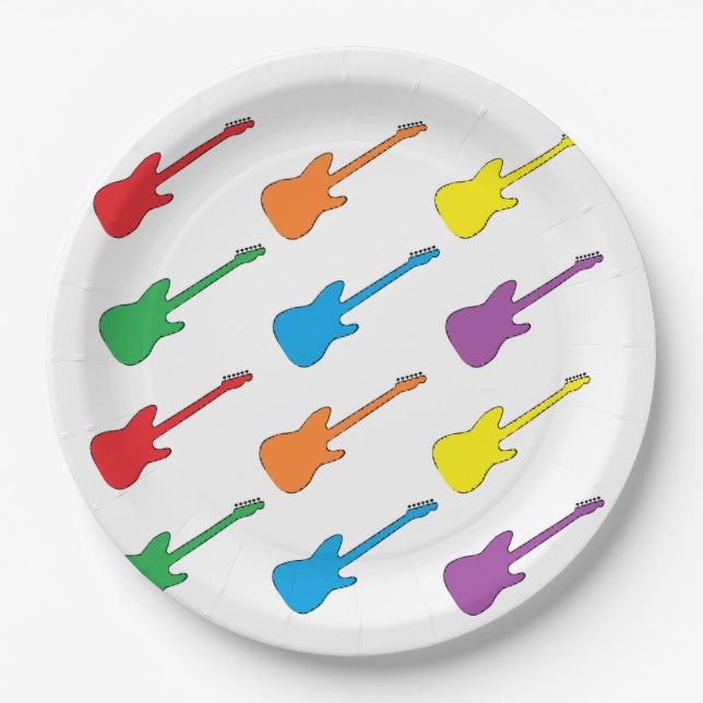 Rainbow Guitar Paper Plates (Front)