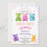 Rainbow Gummy Bear candy Invitation