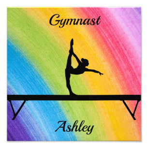 Rainbow Gymnastics Beam Personalised Photo Print