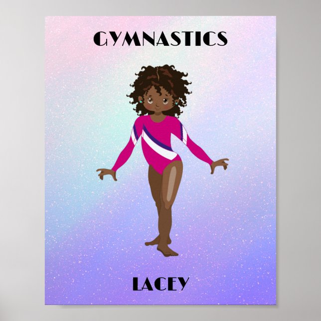 RAINBOW GYMNASTICS GIRL'S Personalised Poster (Front)