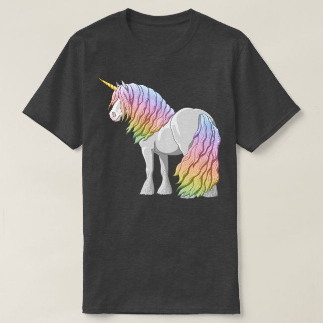 Rainbow Gypsy Vanner Irish Cob Draft Horse Unicorn T-Shirt (Design Front)