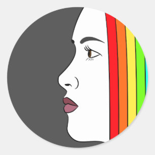 Rainbow Hair Classic Round Sticker