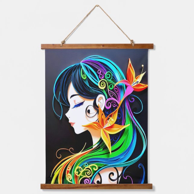Rainbow Hair Dream Hanging Tapestry (Front)