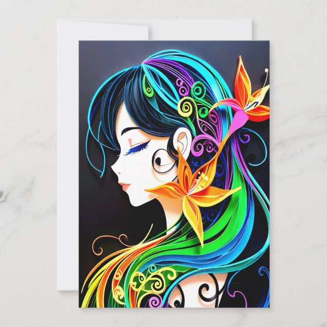 Rainbow Hair Dream Invitation (Front)